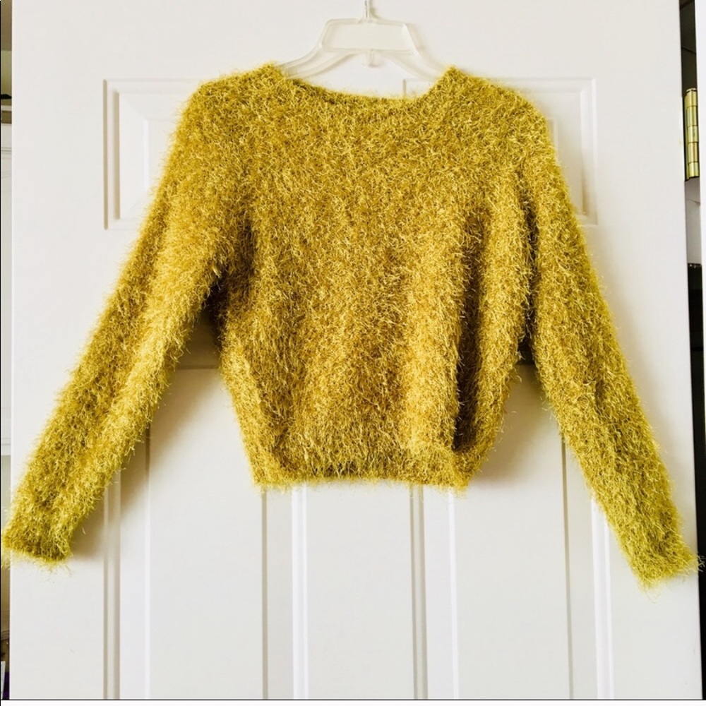 Yellow fuzzy sweater